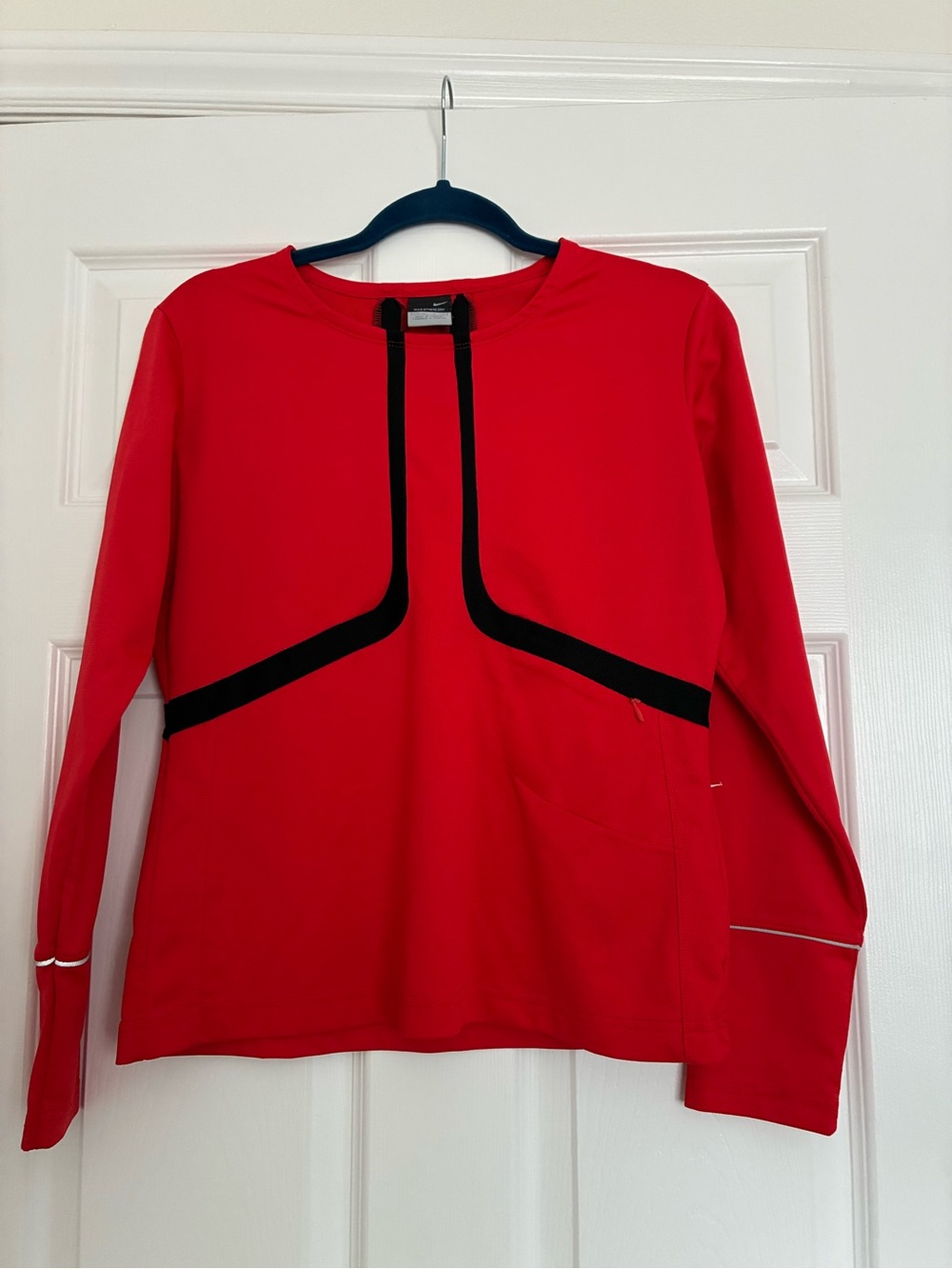 Nike Red Long-Sleeve Pullover Sweatshirt with Black Trim